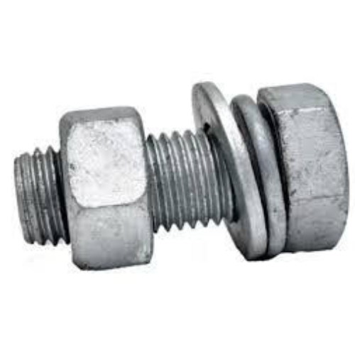 GI Hot Dip Galvanized Nut, Bolt and Spring Washer (1Nut, 1Bolt,2 Plan Washer) 10mm/kg